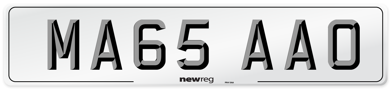 MA65 AAO Number Plate from New Reg